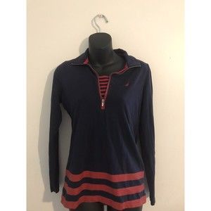 Nautica Stripe Quarter Zip Jacket Size S